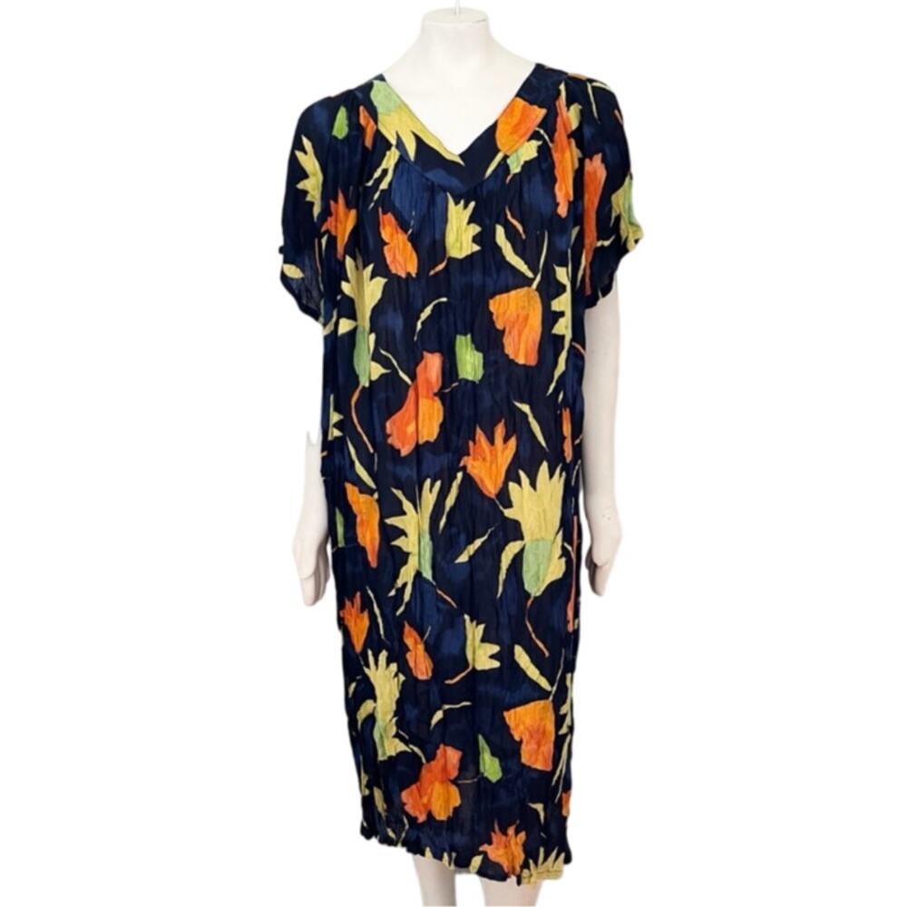 NWT ZANANA Tropical Floral Gauzy Hawaiian Dress Muumuu  FREE SIZE